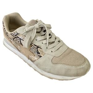 Vintage Havana Beige and Snake Print Sneakers